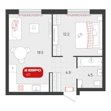 1-комнатная, 41.1 м²