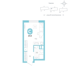 Студия, 24 м²