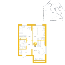 2-комнатная, 51.4 м²