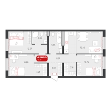 3-комнатная, 75.9 м²