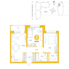 2-комнатная, 59.2 м²