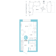 Студия, 24.9 м²