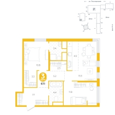 2-комнатная, 67.1 м²
