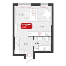 Студия, 30.2 м²