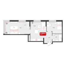 2-комнатная, 55.9 м²