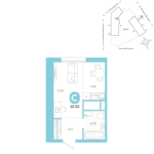 Студия, 25.3 м²