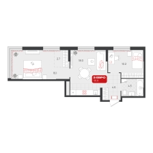 2-комнатная, 55.9 м²
