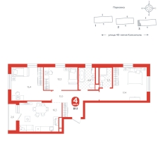 3-комнатная, 81.1 м²