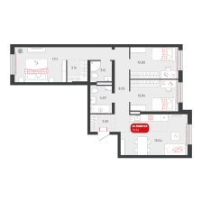 3-комнатная, 79.6 м²