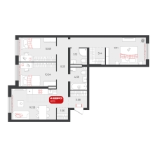 3-комнатная, 80.1 м²
