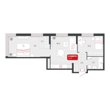 2-комнатная, 55.9 м²
