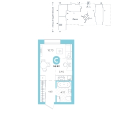 Студия, 24.9 м²