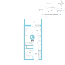 Студия, 27.9 м²