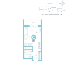 Студия, 27.1 м²