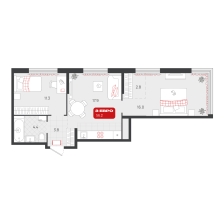 2-комнатная, 56.2 м²