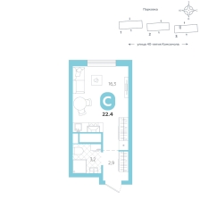 Студия, 22.4 м²