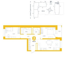 2-комнатная, 65.7 м²