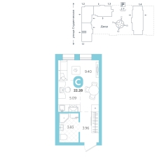 Студия, 22.3 м²