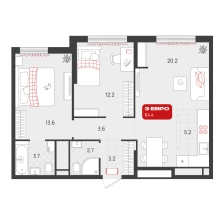 2-комнатная, 64.4 м²