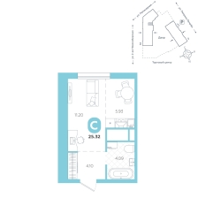 Студия, 25.3 м²
