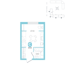 Студия, 24.5 м²