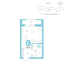 Студия, 22.4 м²