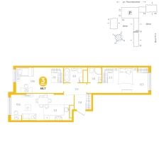 2-комнатная, 68.7 м²