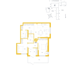 2-комнатная, 98.5 м²