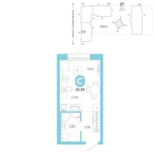 Студия, 22.3 м²