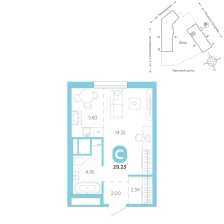 Студия, 29.2 м²