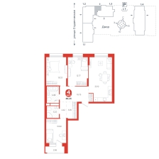 3-комнатная, 86.2 м²
