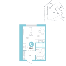 Студия, 25.3 м²