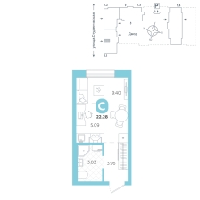 Студия, 22.3 м²