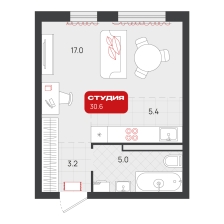 Студия, 30.6 м²