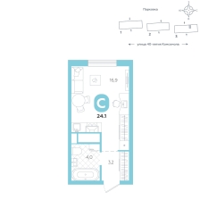 Студия, 24.1 м²
