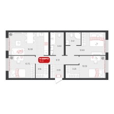 3-комнатная, 76.2 м²